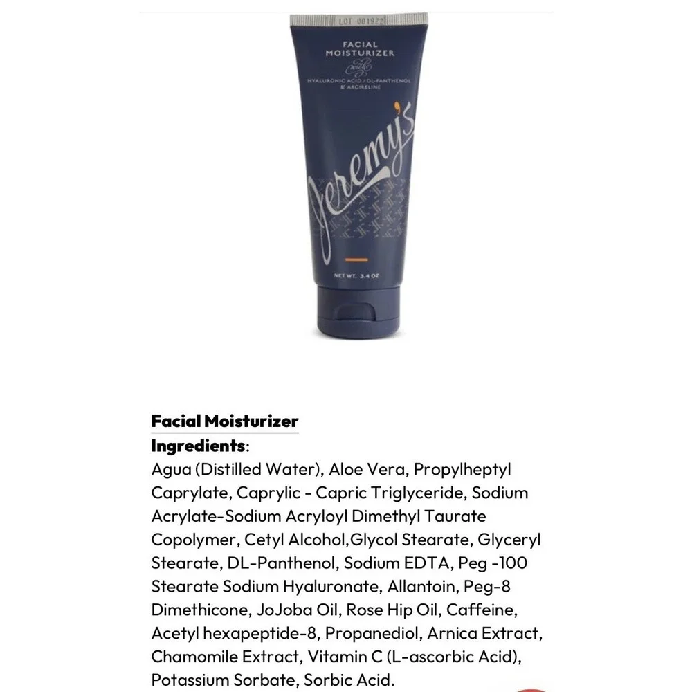 Jeremy's Razors‎ Facial Moisturizer 3.4 Oz